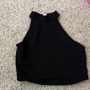 Bozzolo Black High Neck Crop Top